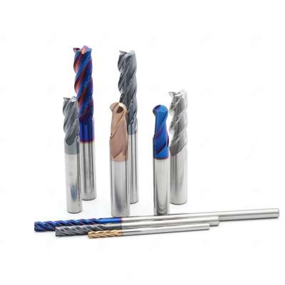 UKO HRC55 Tungsten Carbide 4 Flute TiSiN Coating CNC Endmill for Mold Processing